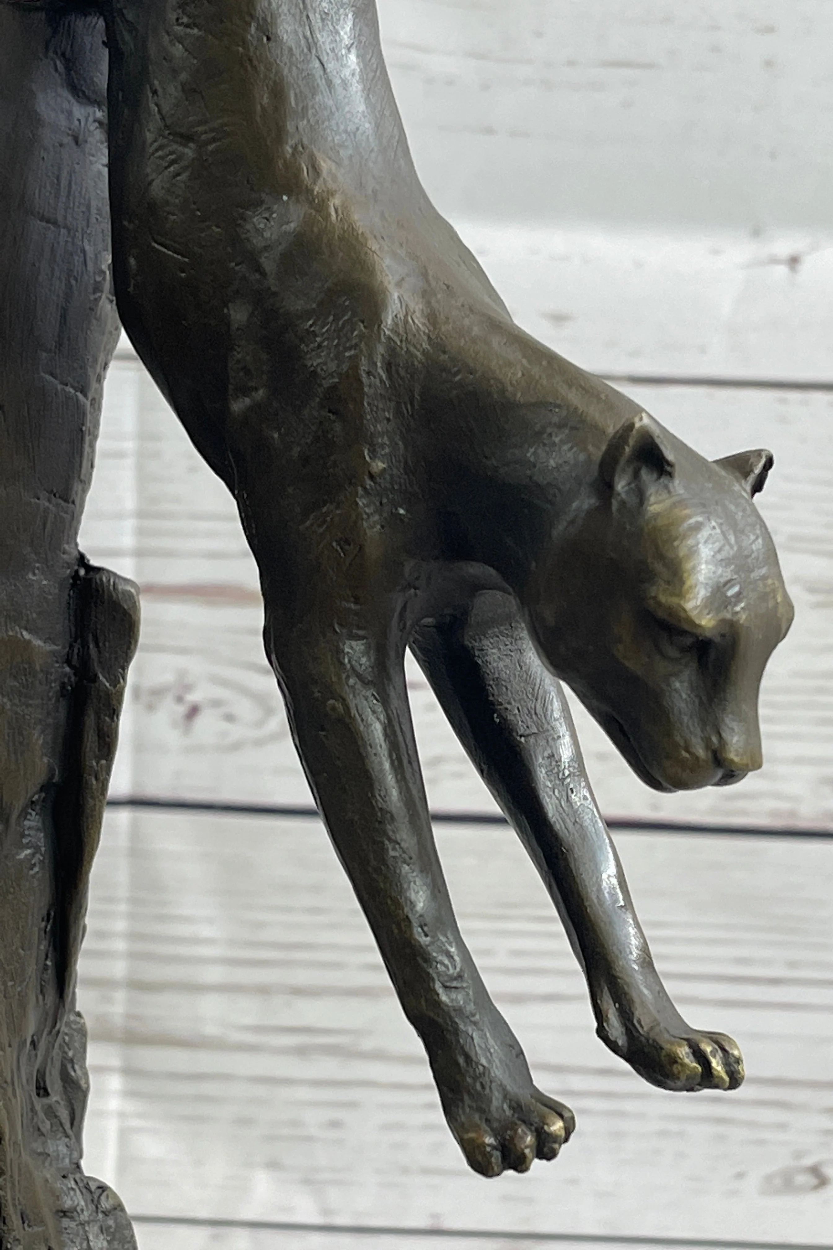 Panther Cougar Mountain Lion Cat Leaping Pouncing Down Bronze Sculpture Statue Art - Image 8