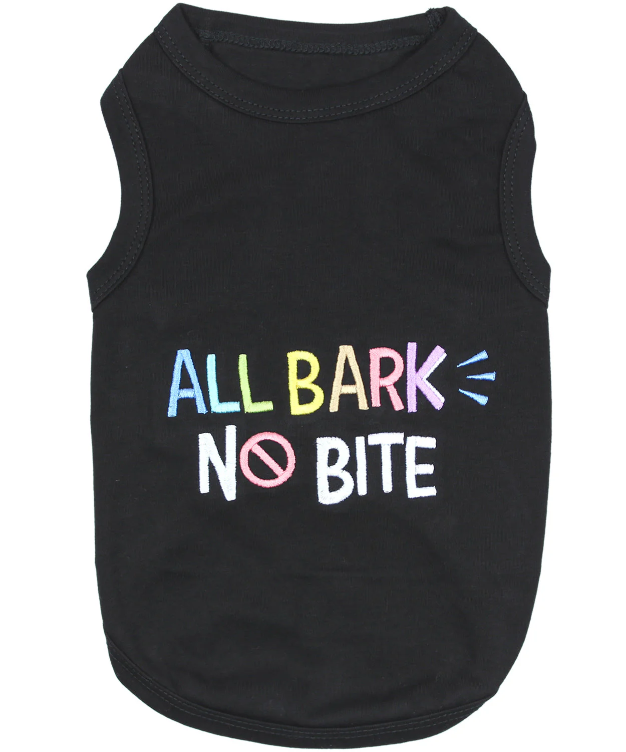 Parisian Pet All Bark No Bite Embroidered Dog T-Shirt-Black