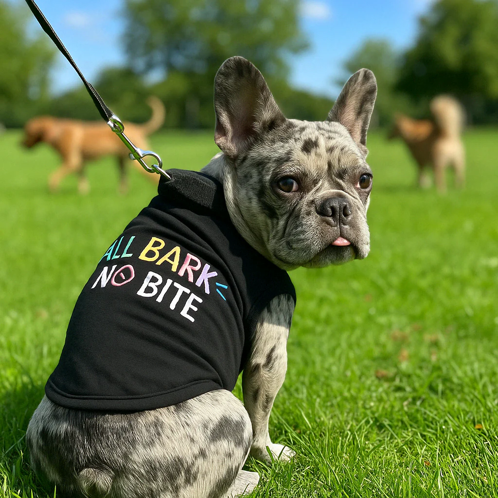 Parisian Pet All Bark No Bite Embroidered Dog T-Shirt-Black - Image 4
