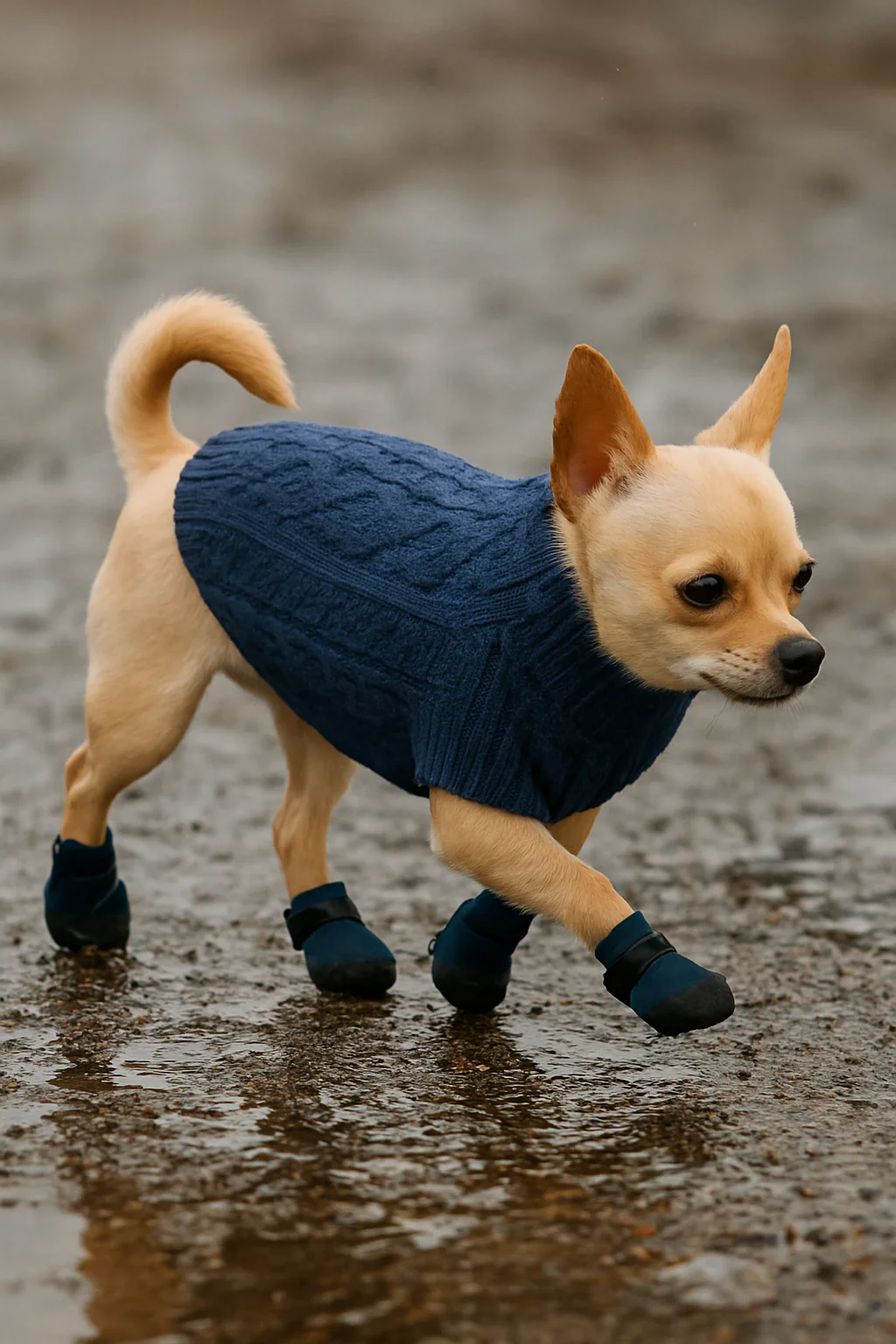 Parisian Pet Cable Knit Sweater-Navy Blue - Image 3