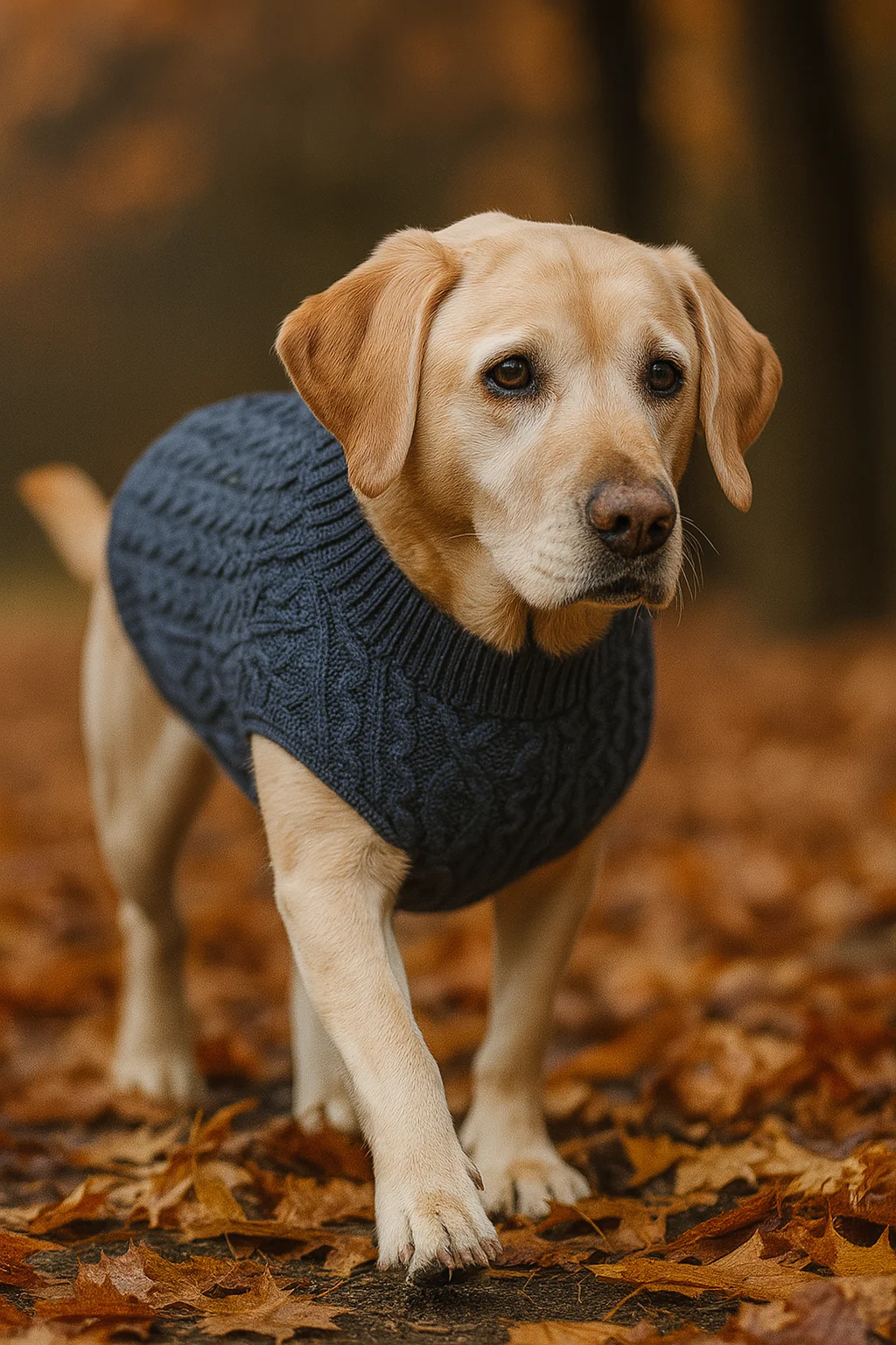 Parisian Pet Cable Knit Sweater-Navy Blue - Image 4