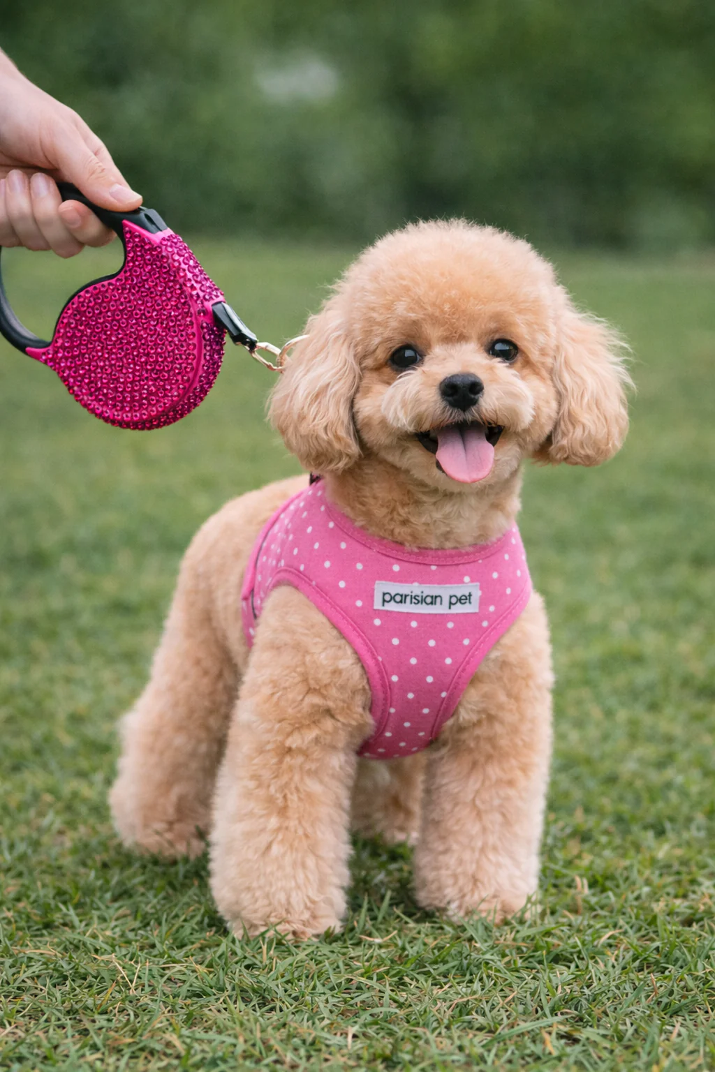 Parisian Pet Crystal Retractable Leash Dark Pink - Image 3