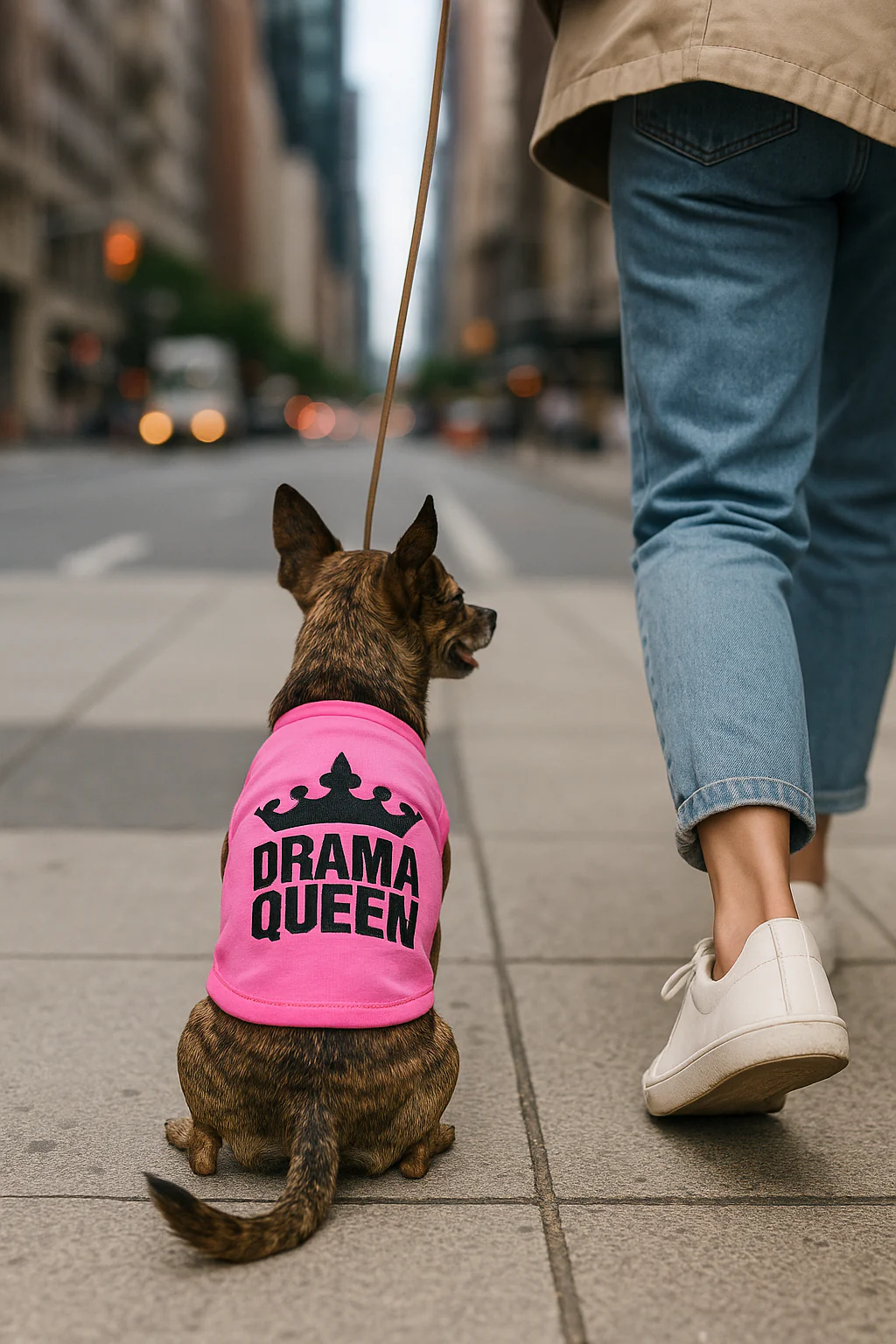 Parisian Pet Drama Queen Embroidered Dog T-Shirt-Pink - Image 4