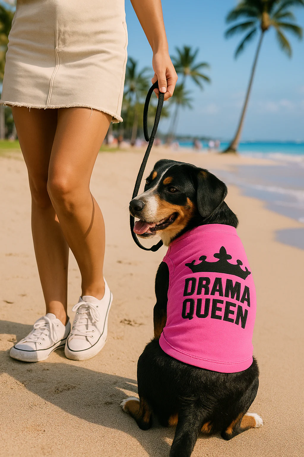 Parisian Pet Drama Queen Embroidered Dog T-Shirt-Pink - Image 6