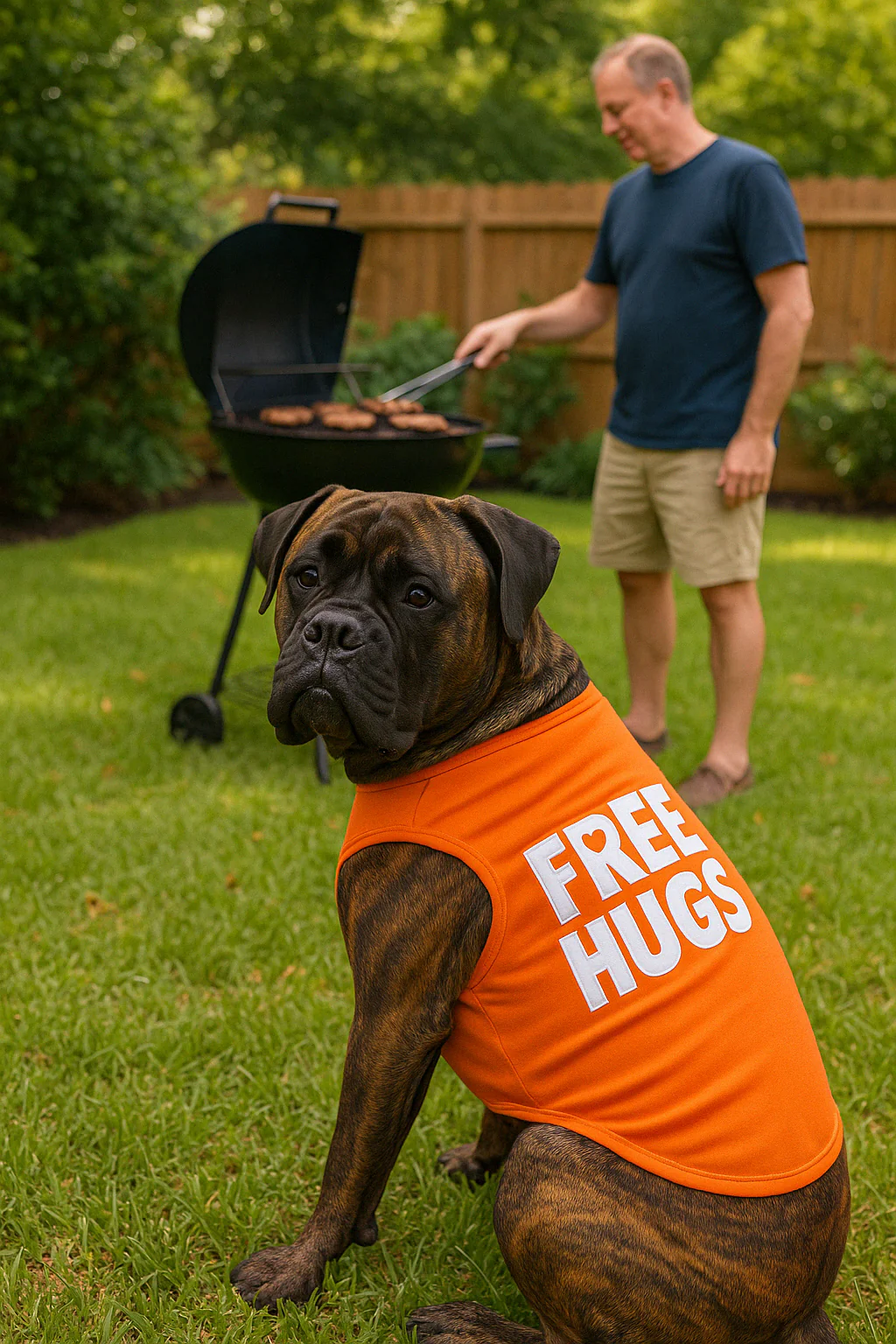 Parisian Pet Free Hugs Embroidered Dog T-Shirt-Orange - Image 6