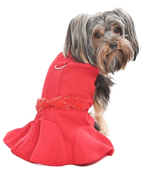 Parisian Pet Satin Embellished Dress-Red - Image 3