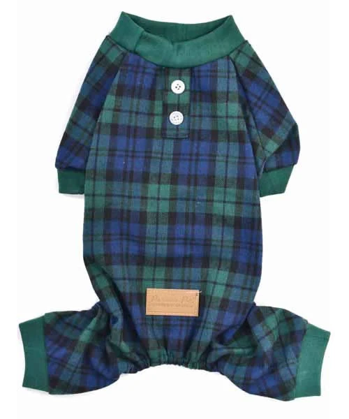 Parisian Pet Scottish Pajama Green & Blue Plaid