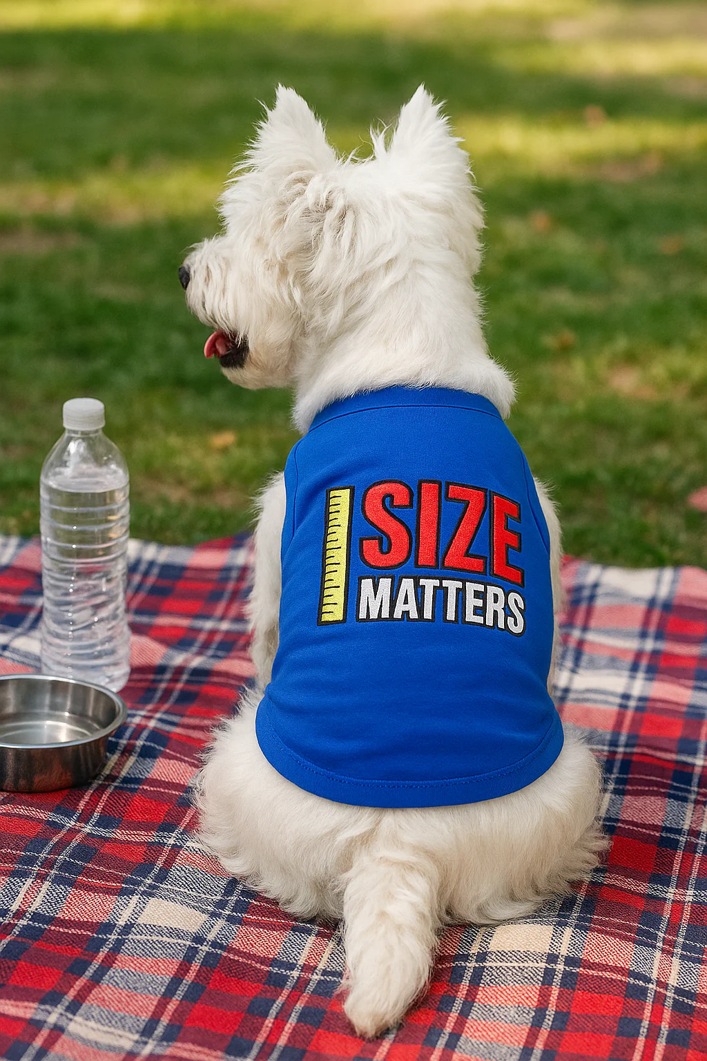 Parisian Pet Size Matters Dog T-Shirt-Navy Blue - Image 4