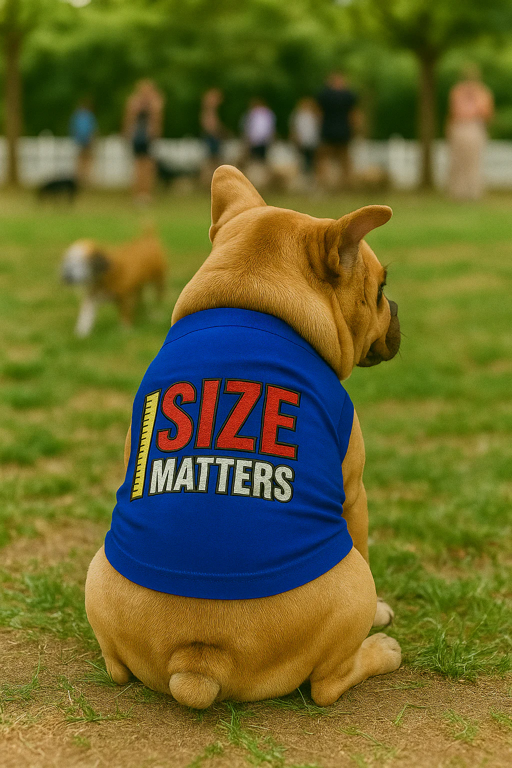 Parisian Pet Size Matters Dog T-Shirt-Navy Blue - Image 5