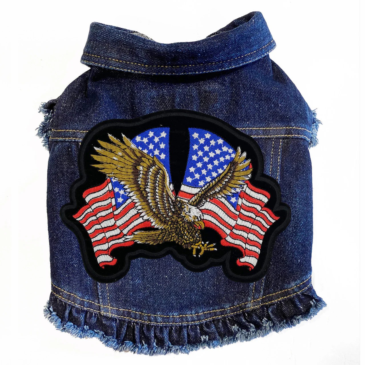 Patriotic Biker - Denim Dog Jacket - Image 2