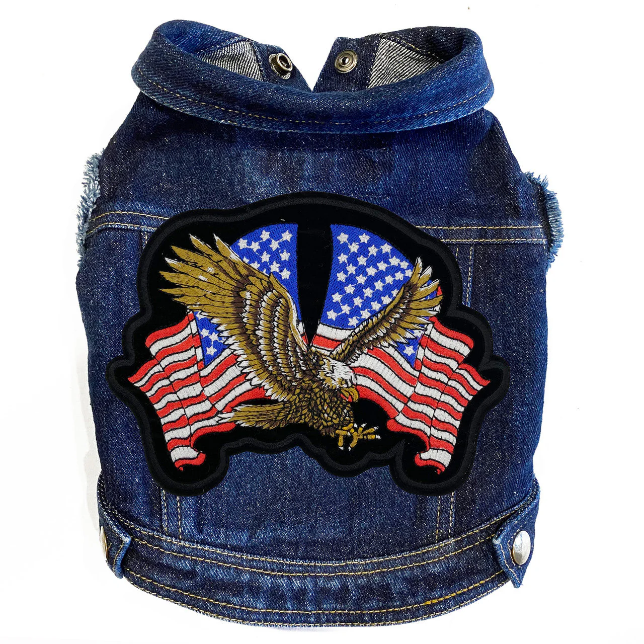 Patriotic Biker - Denim Dog Jacket - Image 5