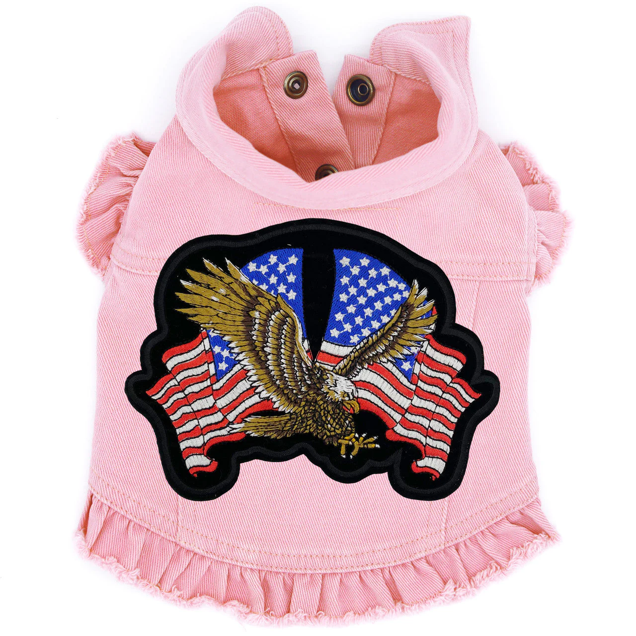 Patriotic Biker - Denim Dog Jacket - Image 7