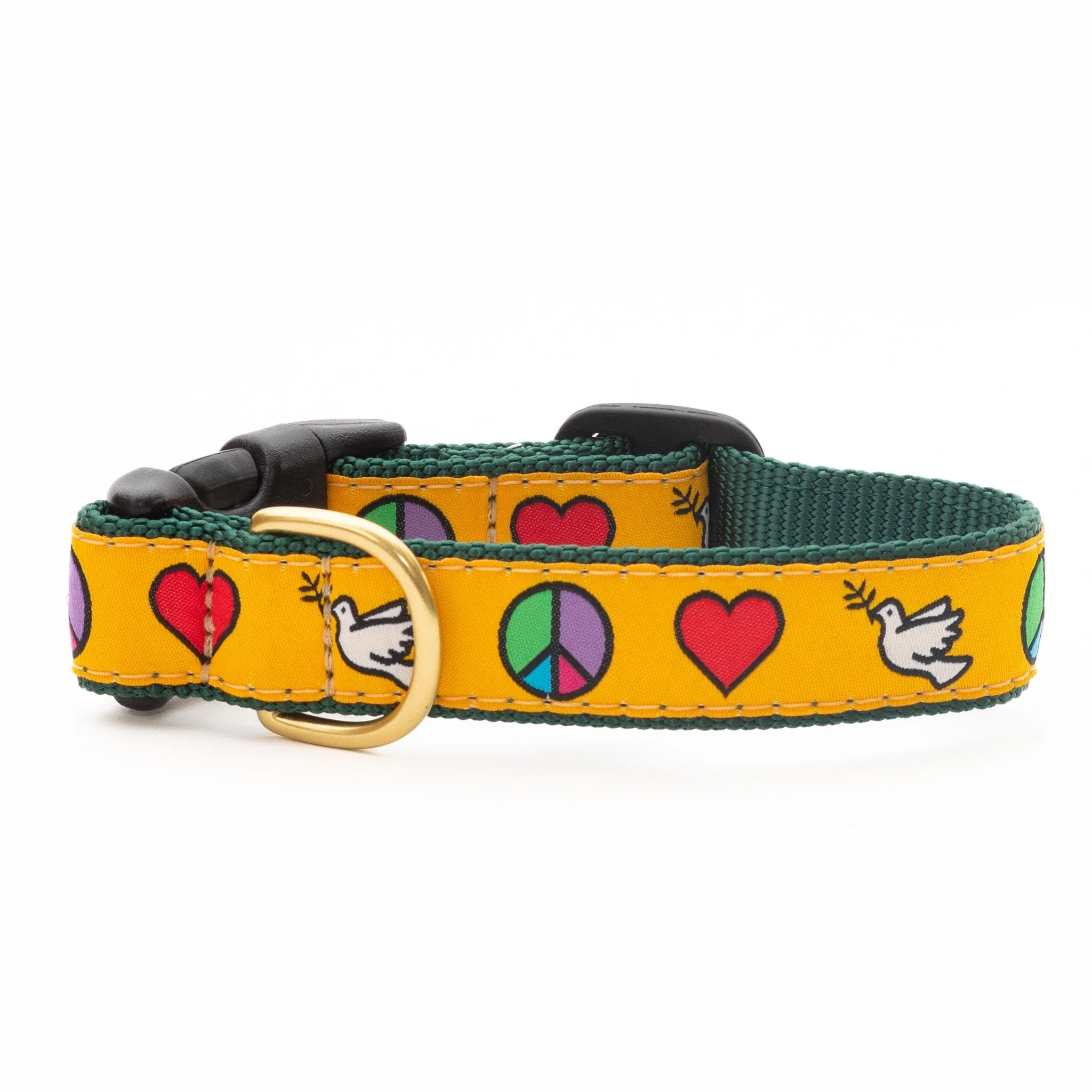 Up Country Peace Narrow Cast Brass Dog Collar
