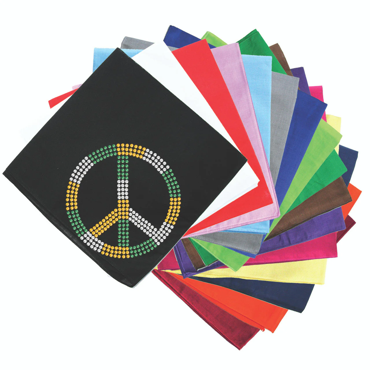 Peace Sign (Green, Gold, & Clear) - Bandanna - Image 2
