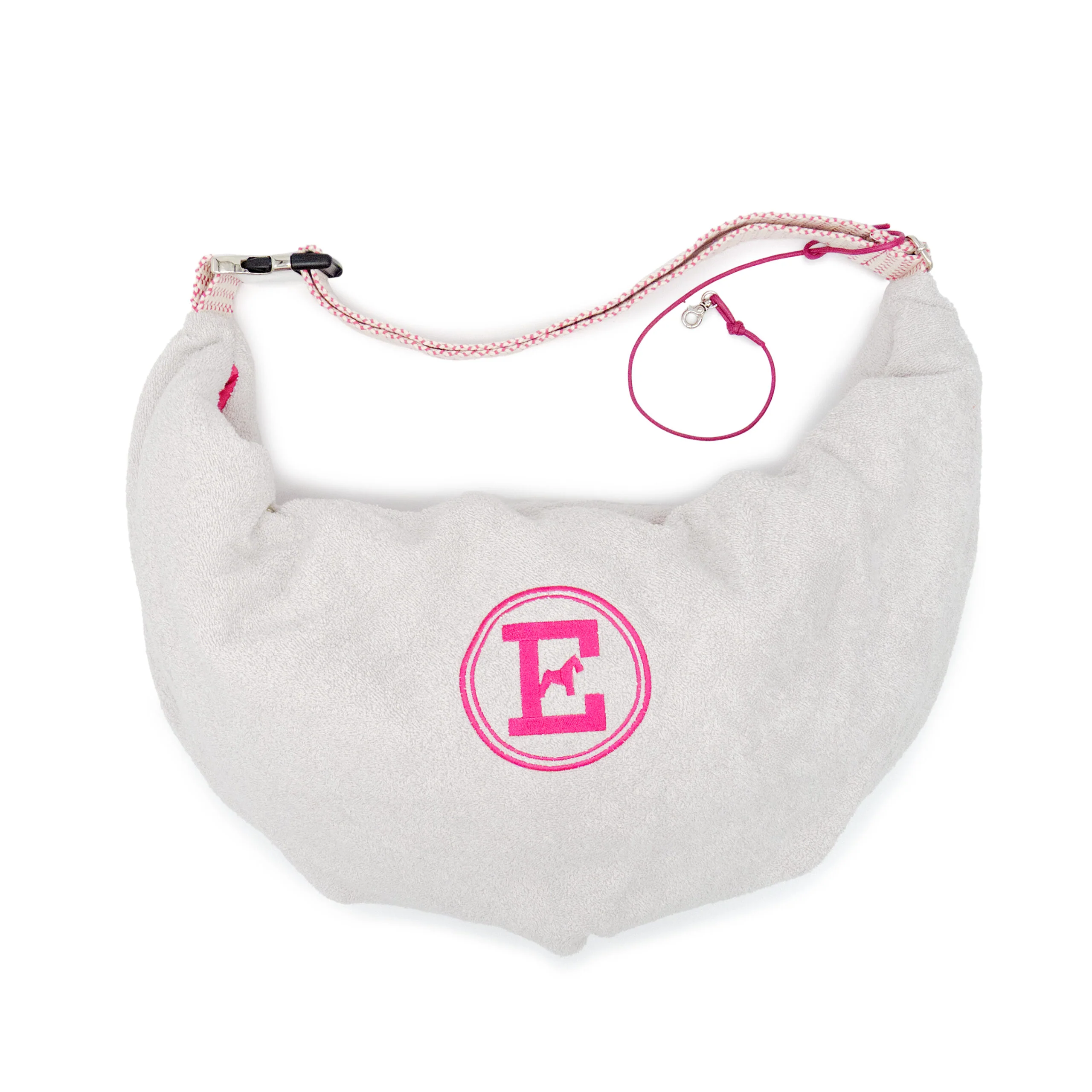 Pearl Pouch: Luxury Dog Sling | Pearl Grey Sponge & Fuchsia Interior