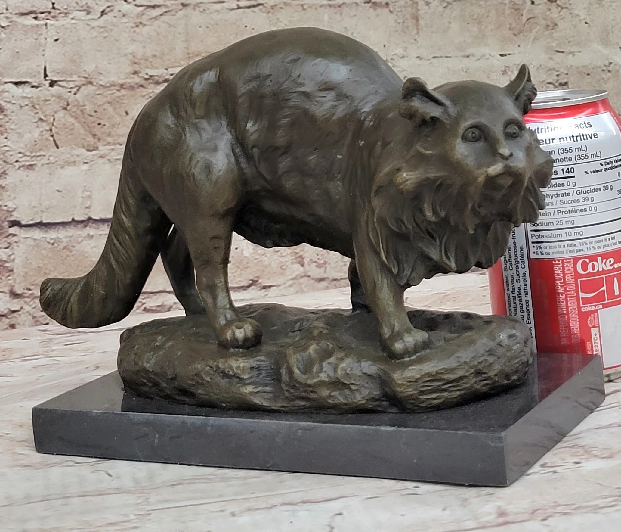 Persian Cat by Charles Emile Jonchery Bronze Sculpture Figurine Collectible 7" x 9.5" - Image 2