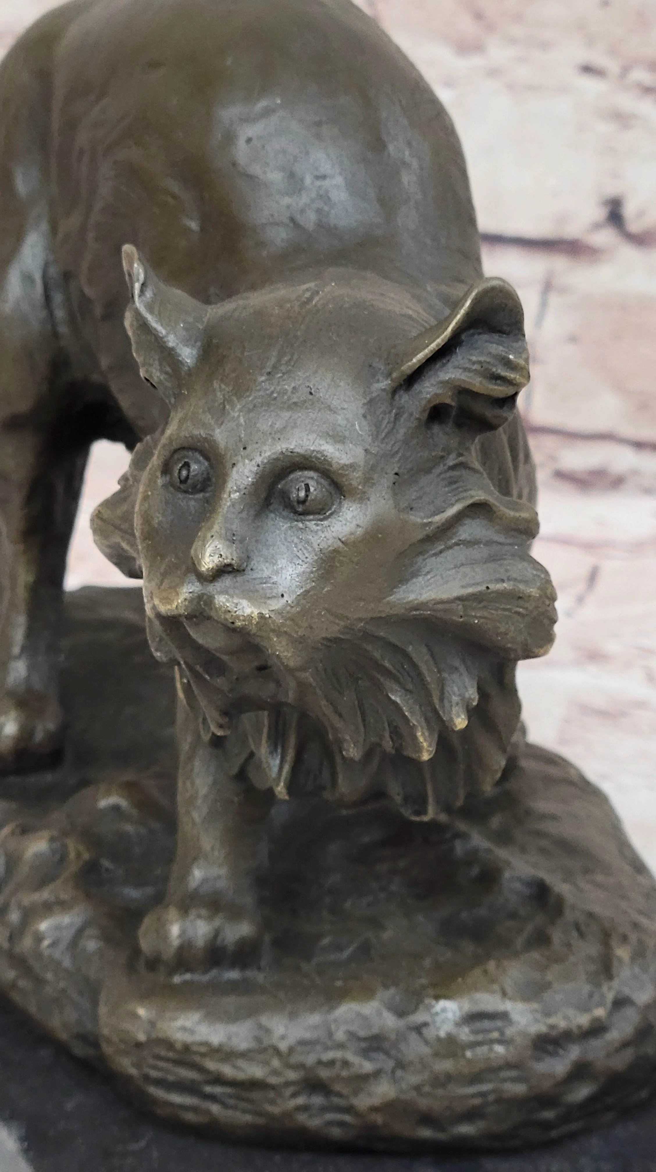 Persian Cat by Charles Emile Jonchery Bronze Sculpture Figurine Collectible 7" x 9.5" - Image 7