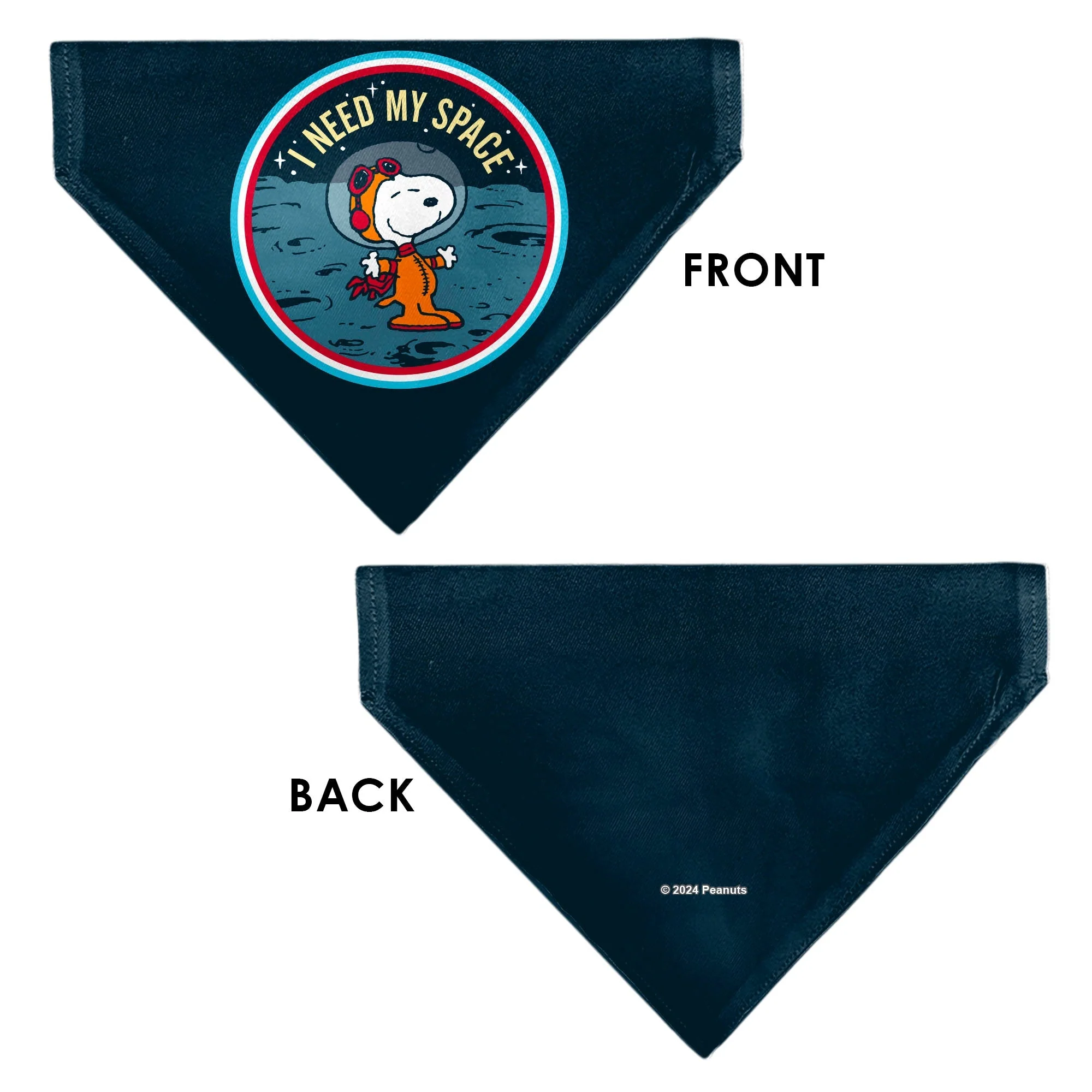 Pet Bandana - Peanuts Astronaut Snoopy I NEED MY SPACE Pose Blue - Image 3