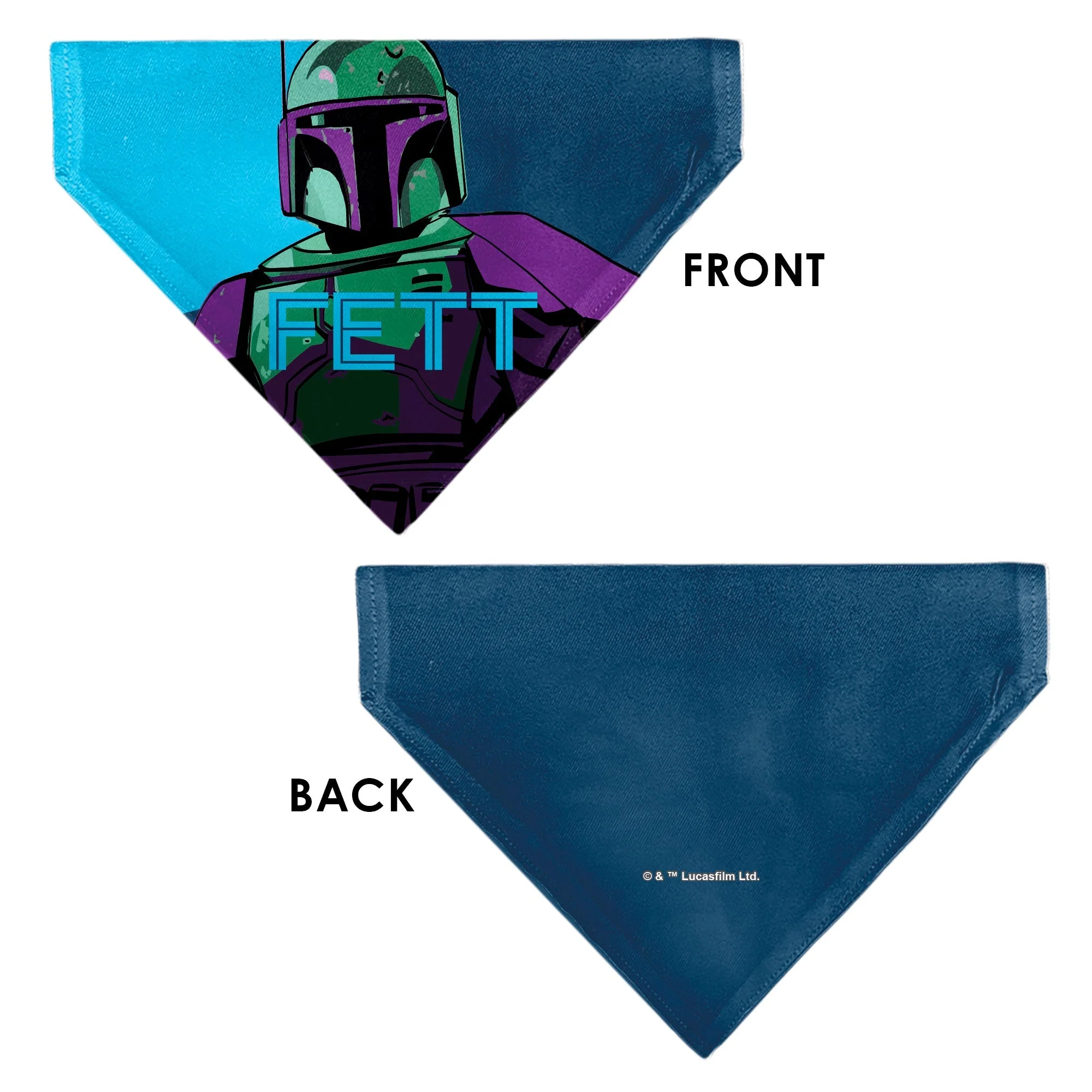 Pet Bandana - Star Wars FETT Text and Boba Fett Pop Art Pose Blues - Image 3
