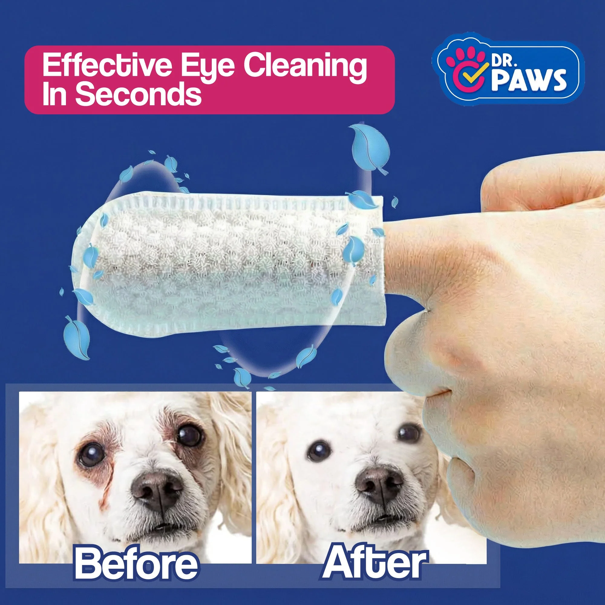 Pet Eye Cleansing Finger Wipes for Pets (50 Count) - Image 5