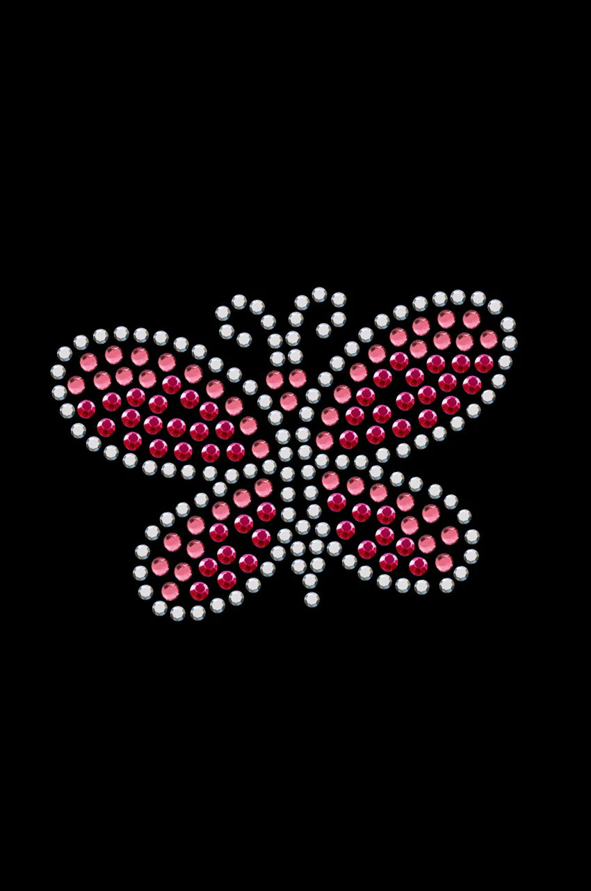 Pink Austrian crystal Rhinestone & Rhinestud Butterfly - Bandannas