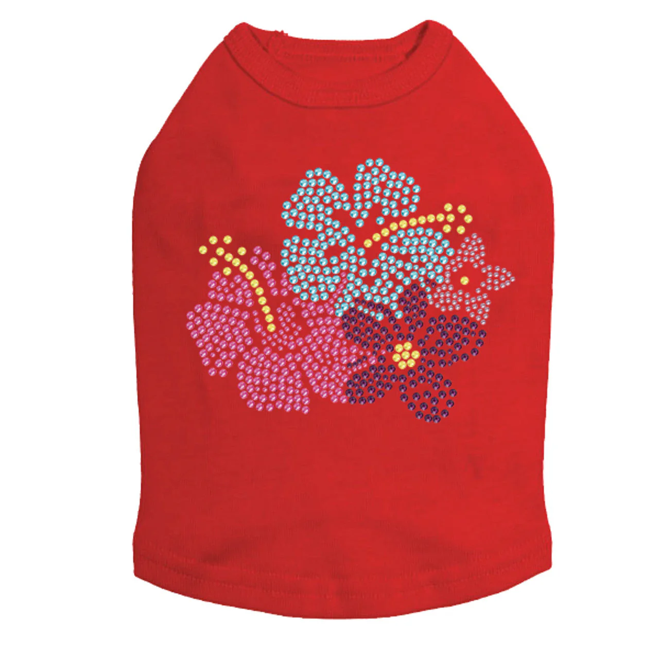 Pink, Blue & Purple Hibiscus - Dog Tank - Image 2