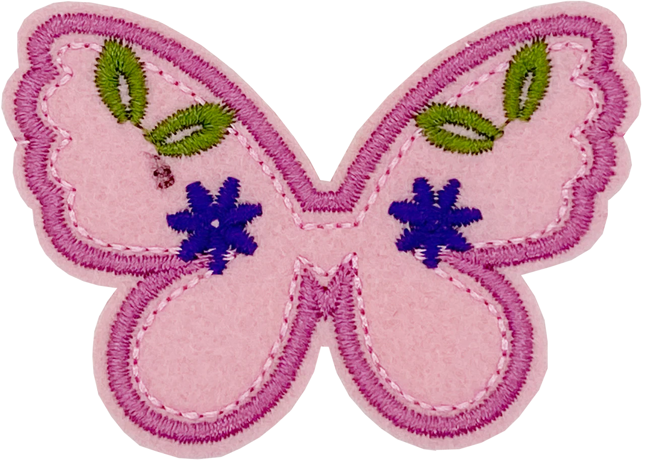 Pink Butterfly with Flowers - Patch