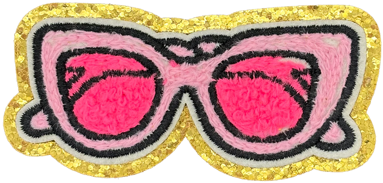 Pink Chenille Glasses - Patch
