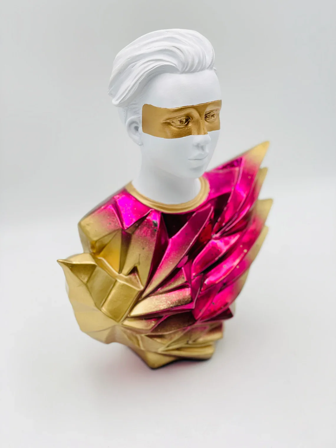 Pink Chrome Bird Boy Statue - Image 4