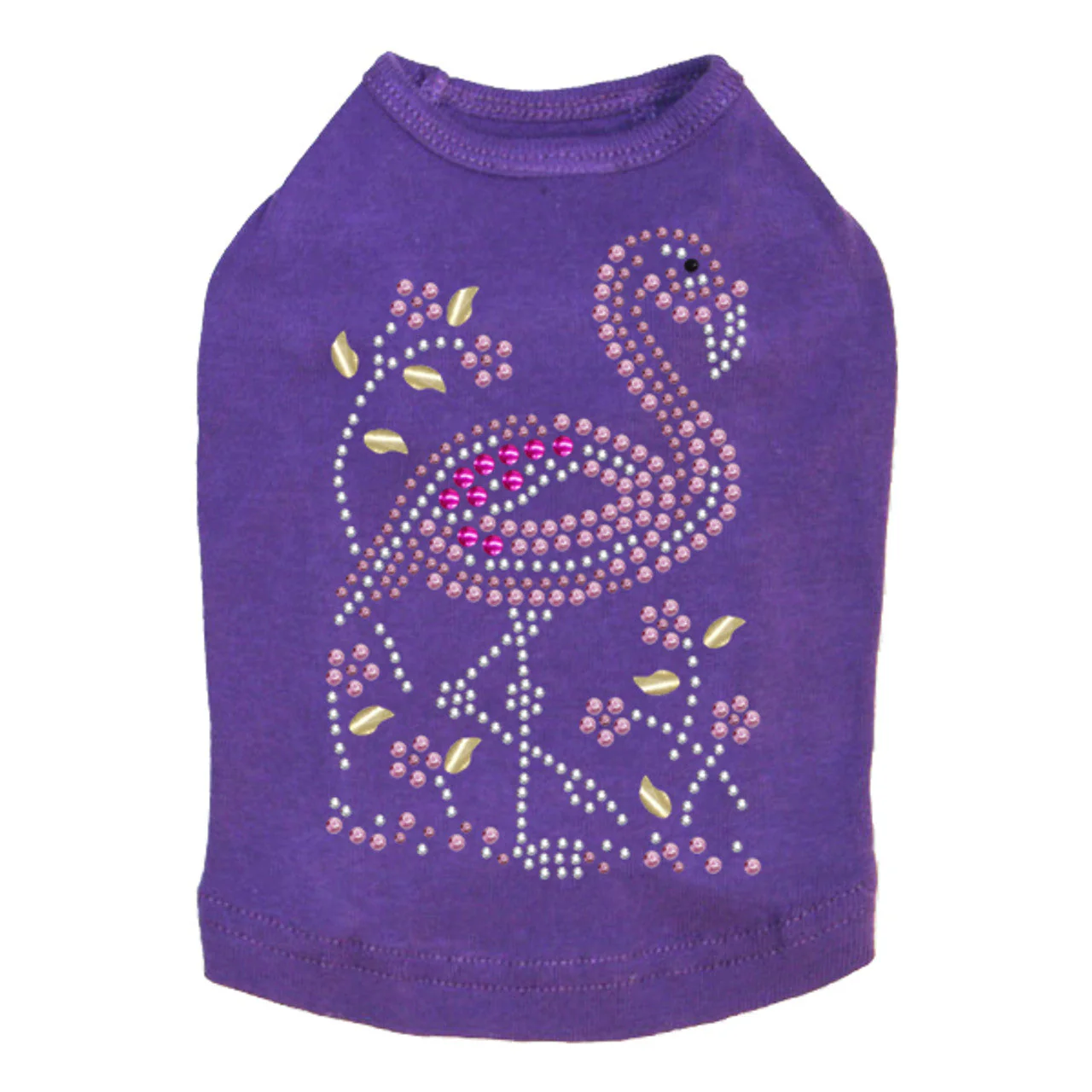 Pink Flamingo with Nailhead Flowers - Dog Tank - Image 11