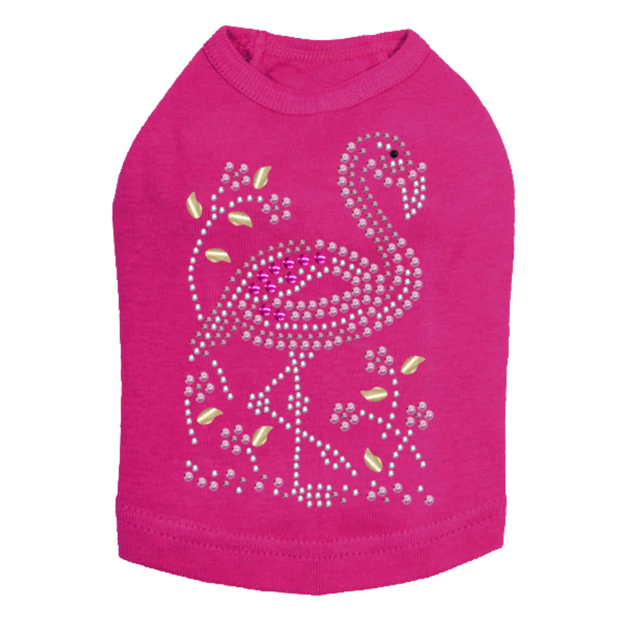 Pink Flamingo with Nailhead Flowers - Dog Tank - Image 13