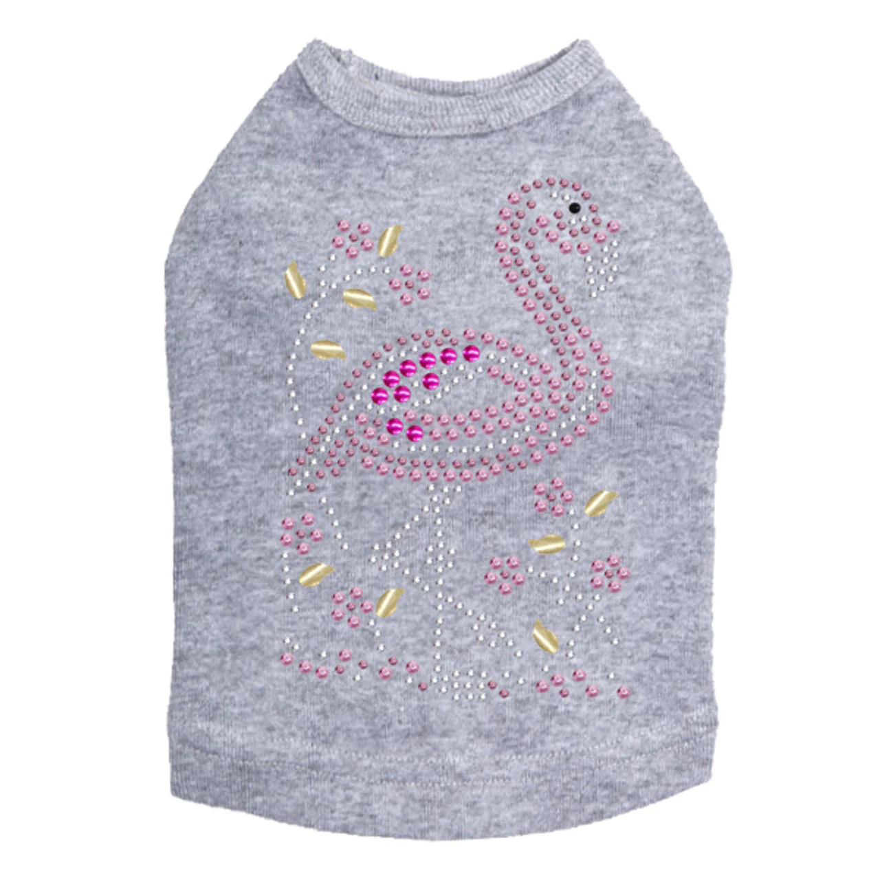 Pink Flamingo with Nailhead Flowers - Dog Tank - Image 3