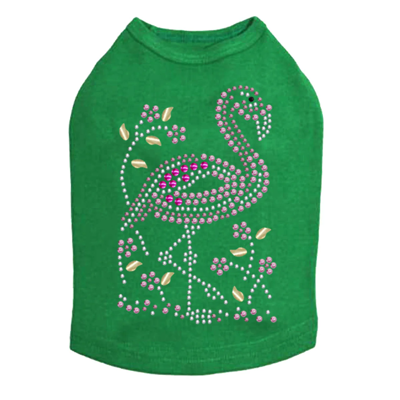 Pink Flamingo with Nailhead Flowers - Dog Tank - Image 4