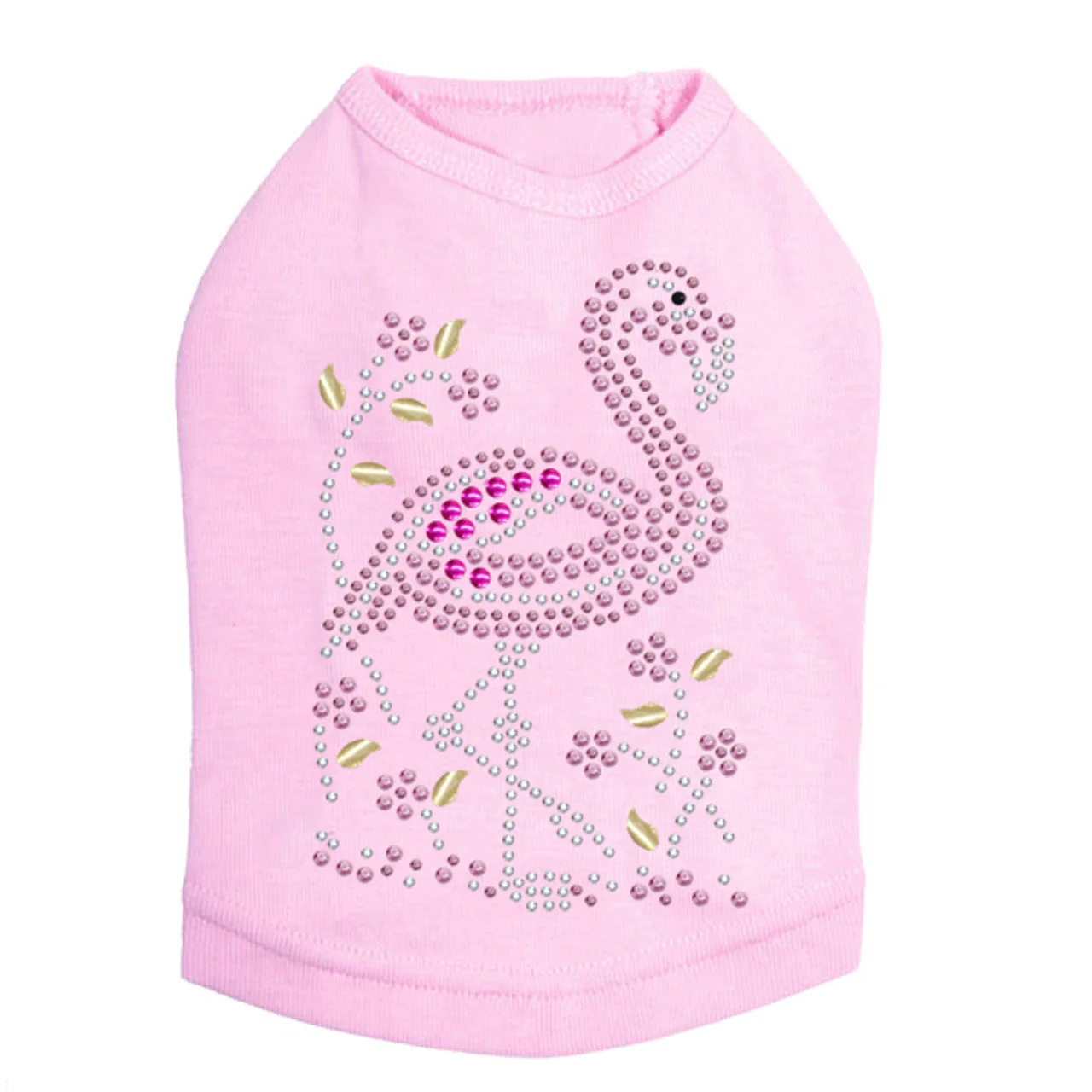 Pink Flamingo with Nailhead Flowers - Dog Tank - Image 7
