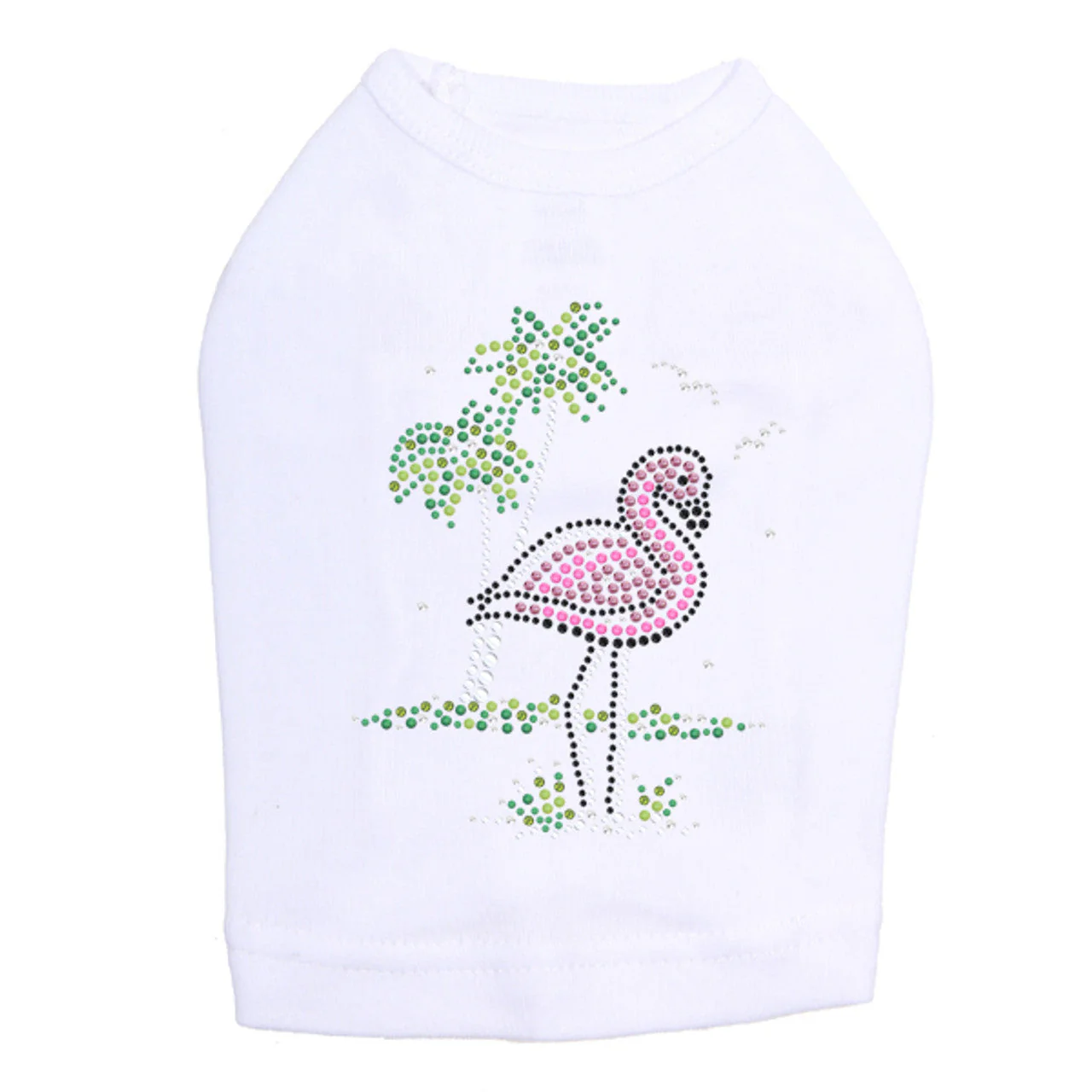 Pink Flamingo with Palm Trees - Dog Tank - Image 3