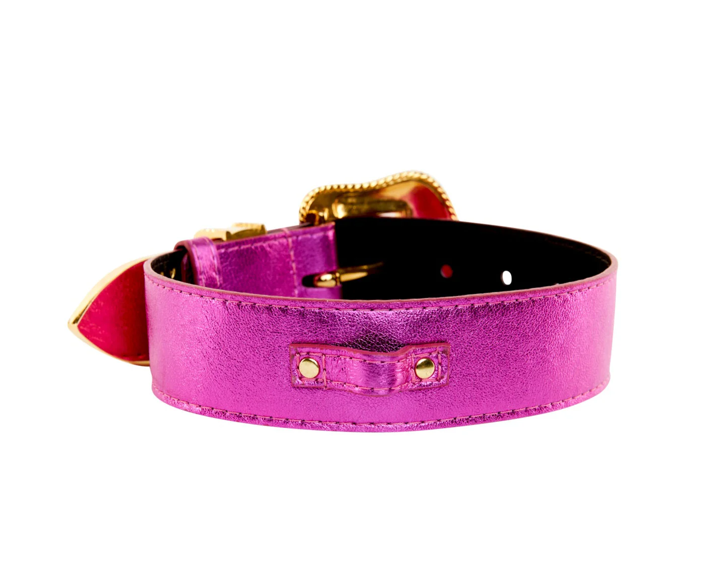 Pink Foil Italian Leather/Swarovski Crystal Collar, Leash, Harness Set - Image 4