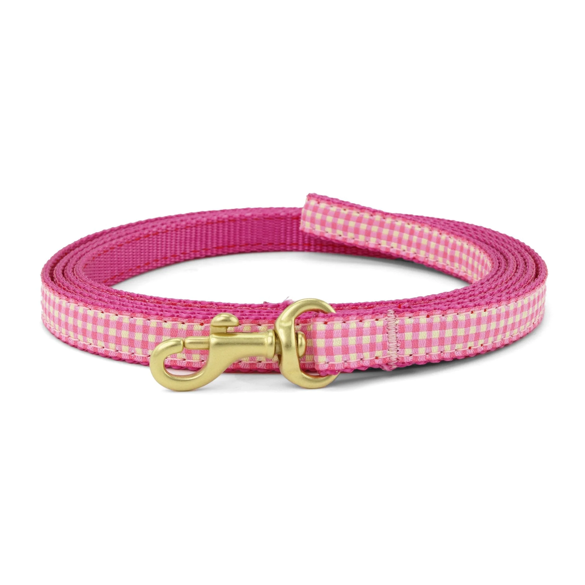 Up Country Pink Gingham Made in USA Dog Leash