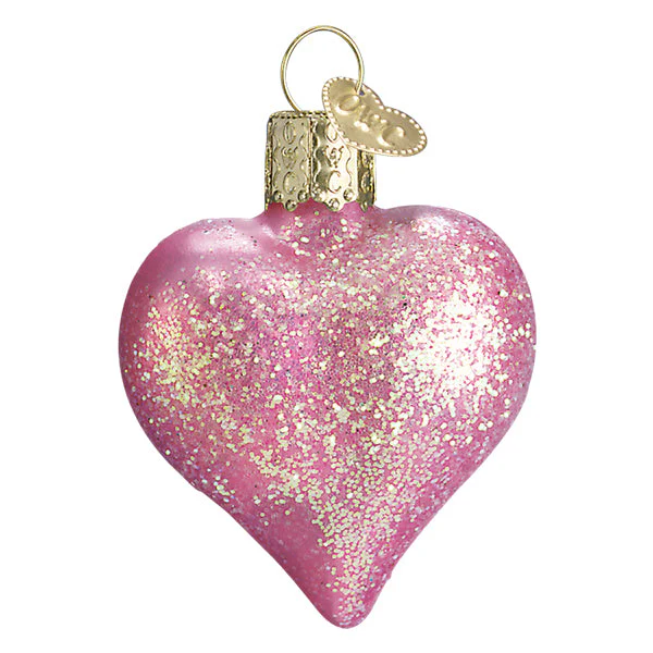 Pink Glittered Heart Ornament - Image 3