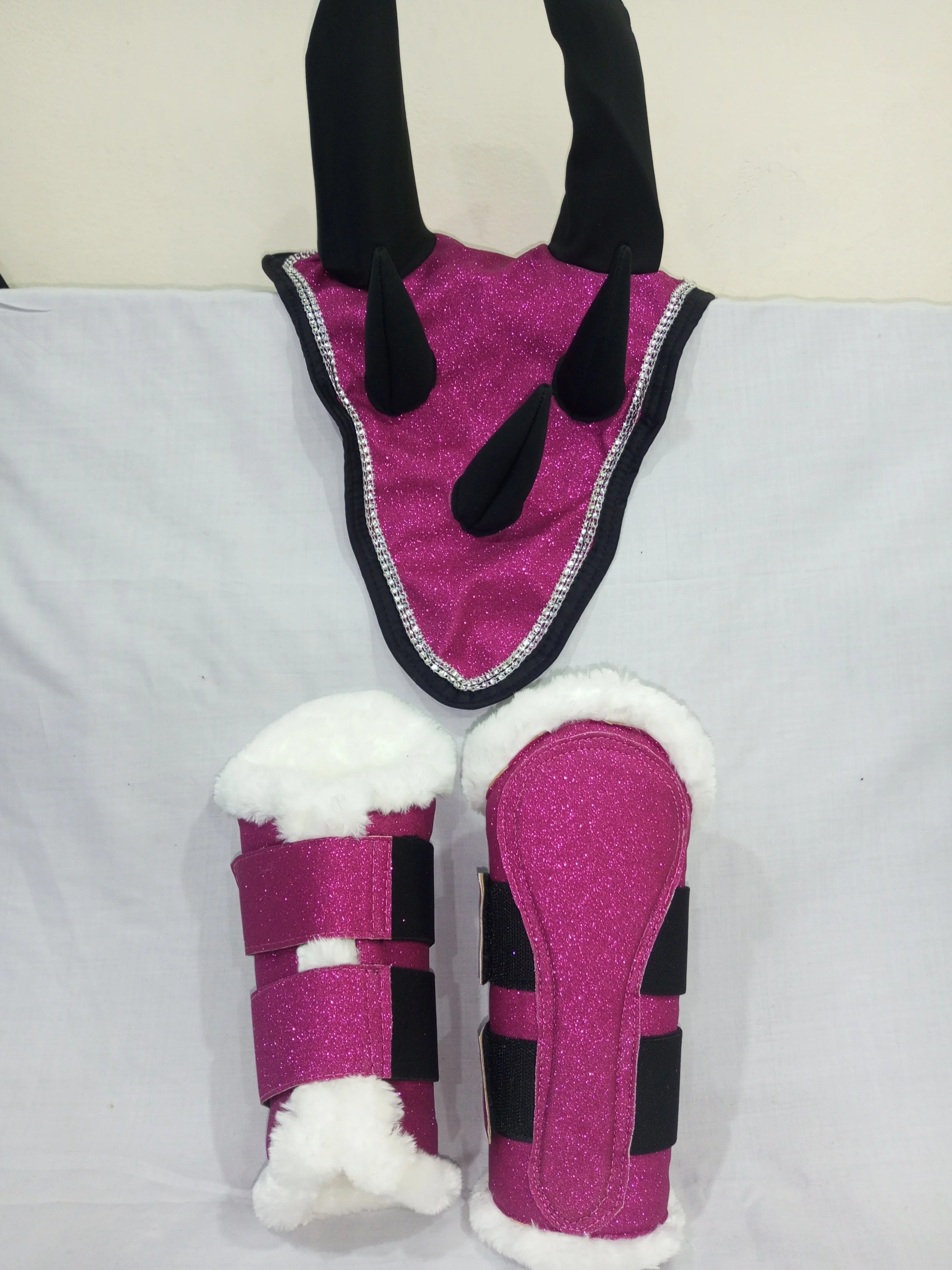 Pink Horse Dragon Saddle Pad, Ear Bonnet & Horse Boot Set - Image 8