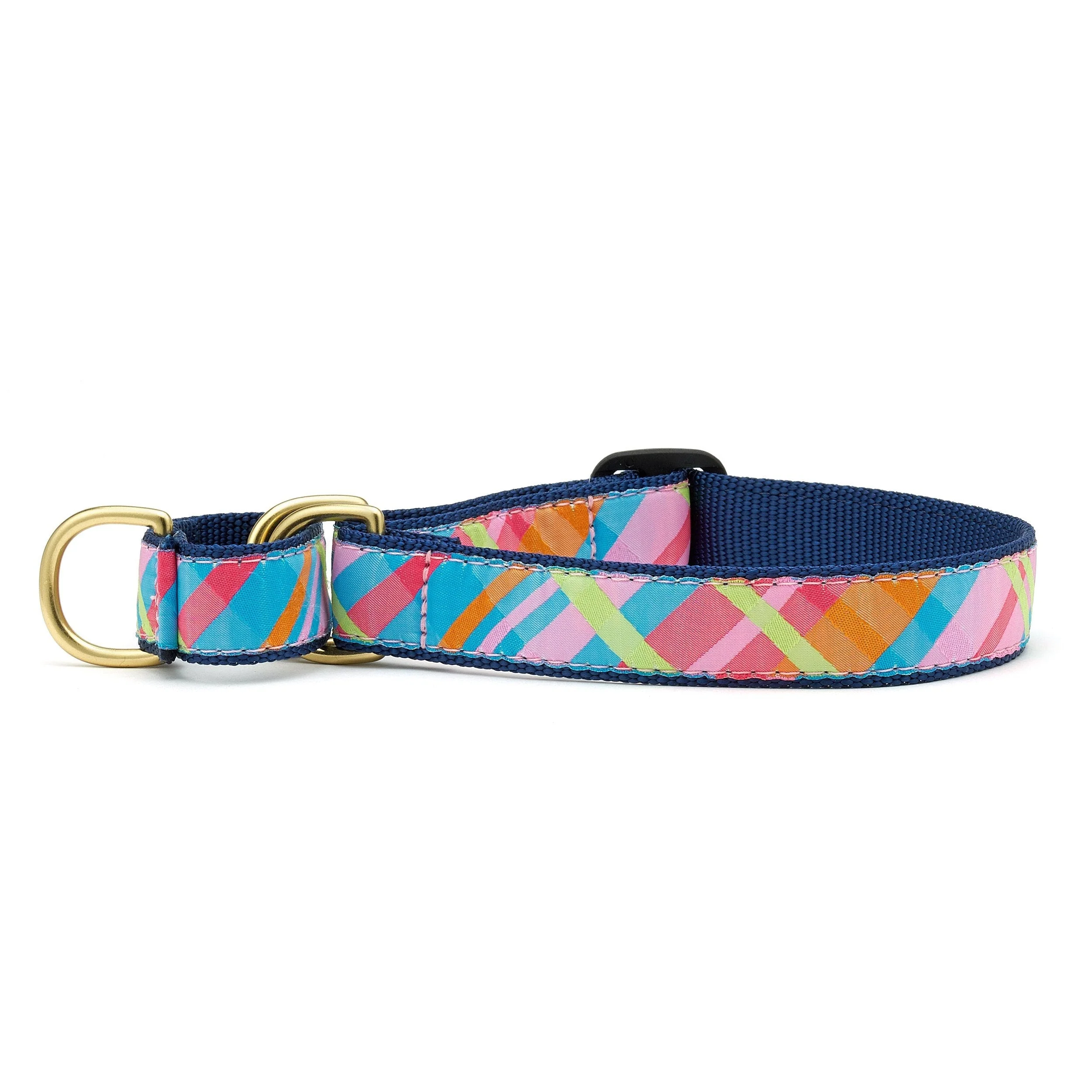 Up Country Pink Madras Cast Brass Martingale Collar