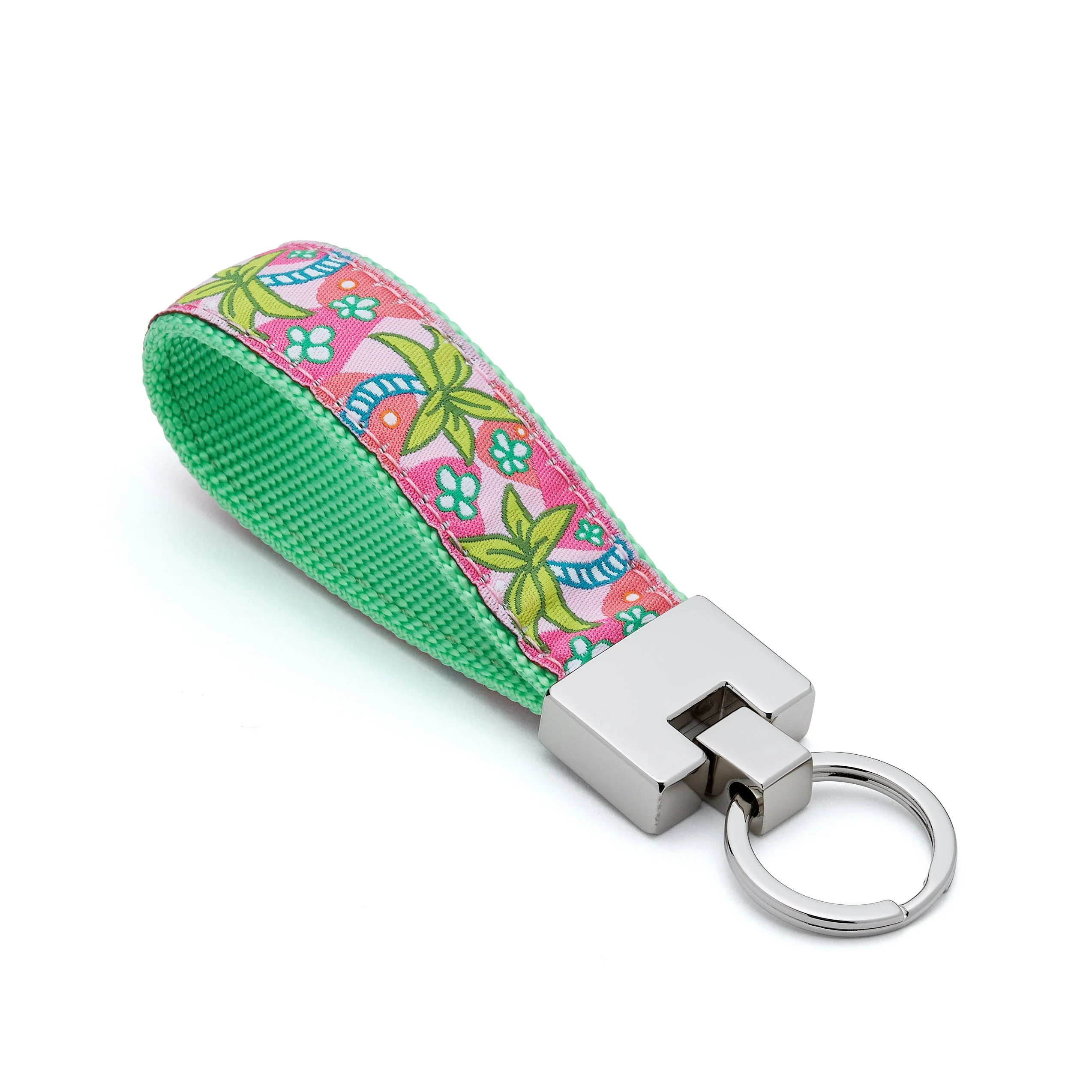 Up Country Pink Palms Cast Brass Key Ring