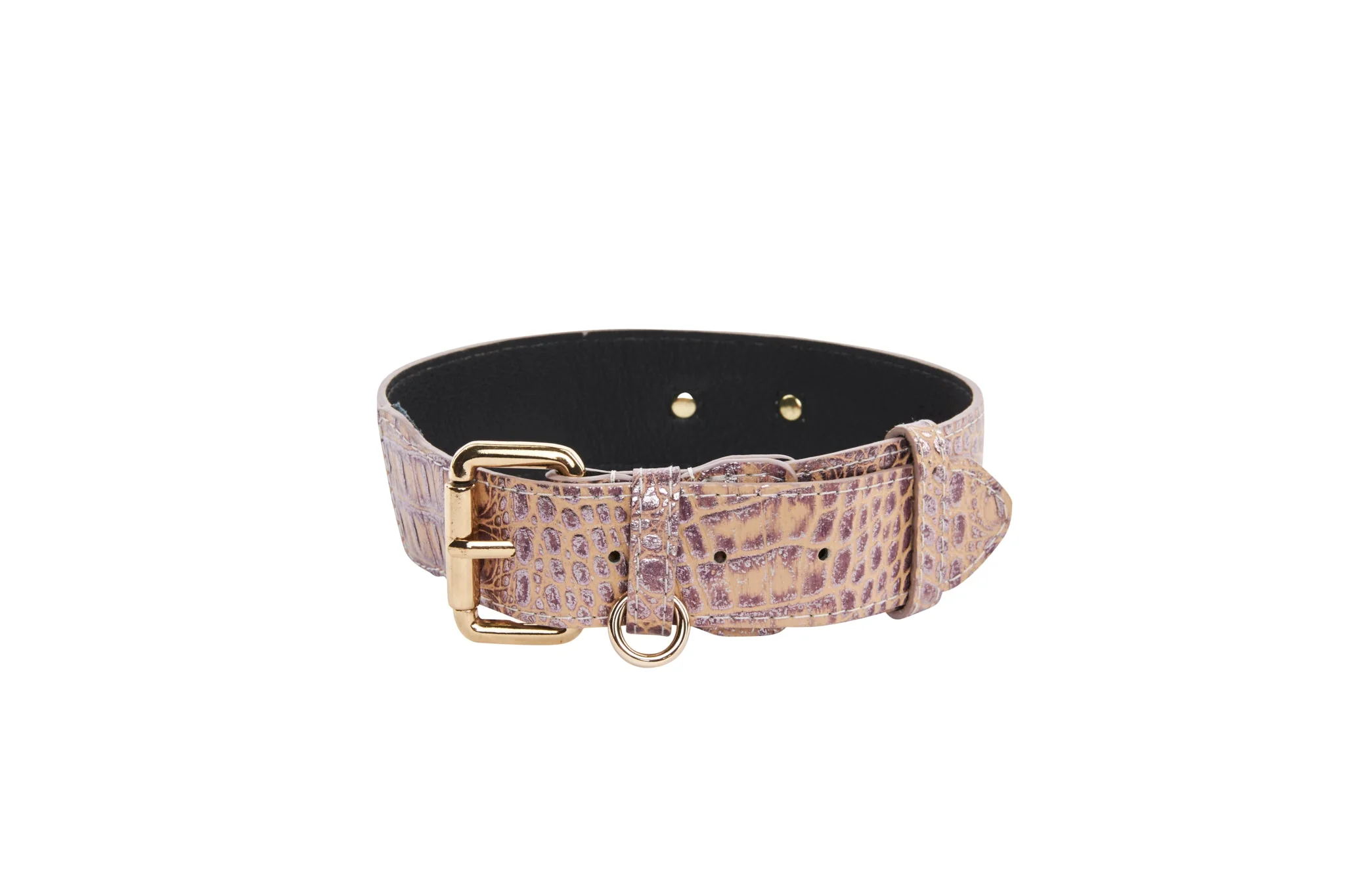 Pink, Purple & Silver Embossed Croc Italian Leather/Classic Collar - Image 2