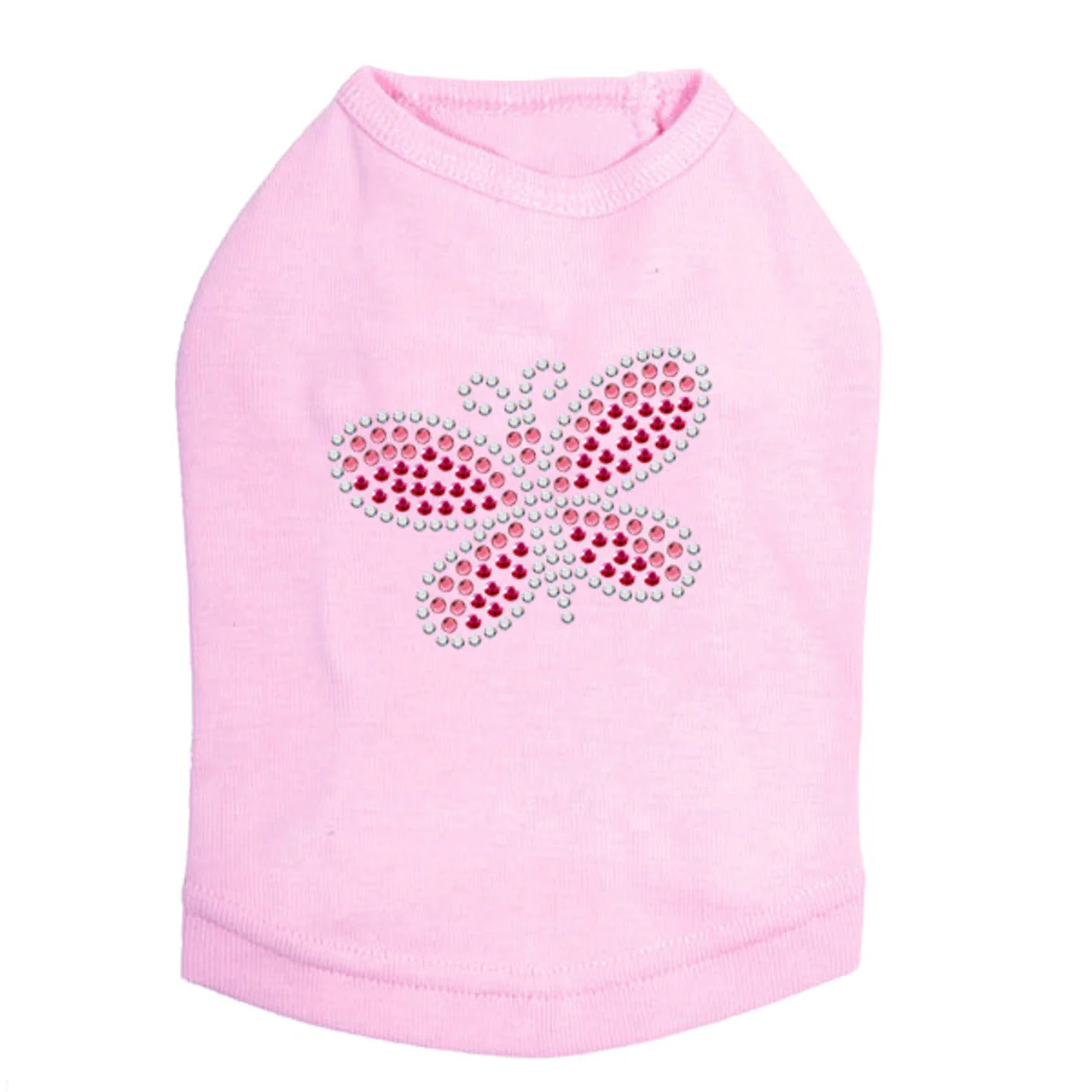 Pink Rhinestone & Rhinestud Butterfly - Dog Tank - Image 3