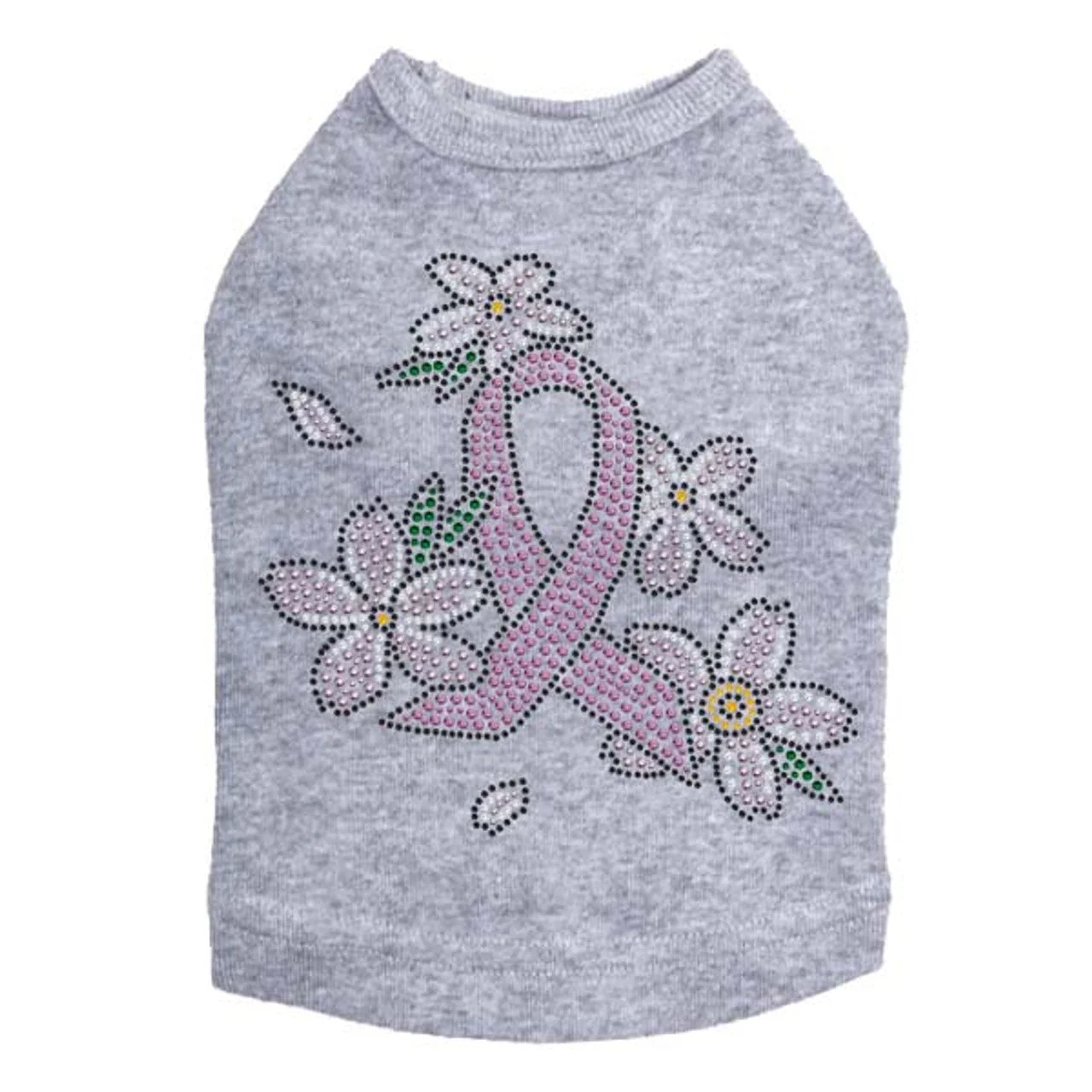 Pink Ribbon with Flowers - Dog Tank - Image 12
