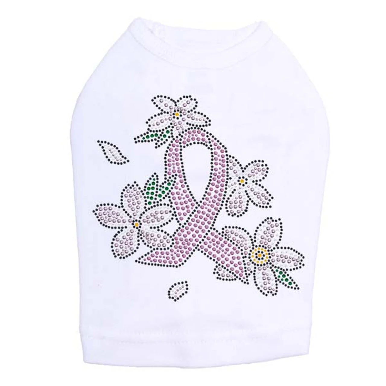 Pink Ribbon with Flowers - Dog Tank - Image 6