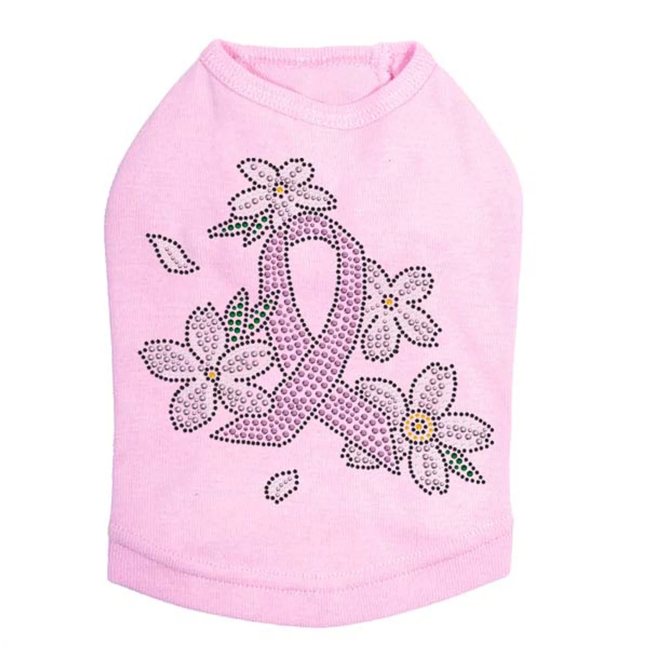 Pink Ribbon with Flowers - Dog Tank - Image 8