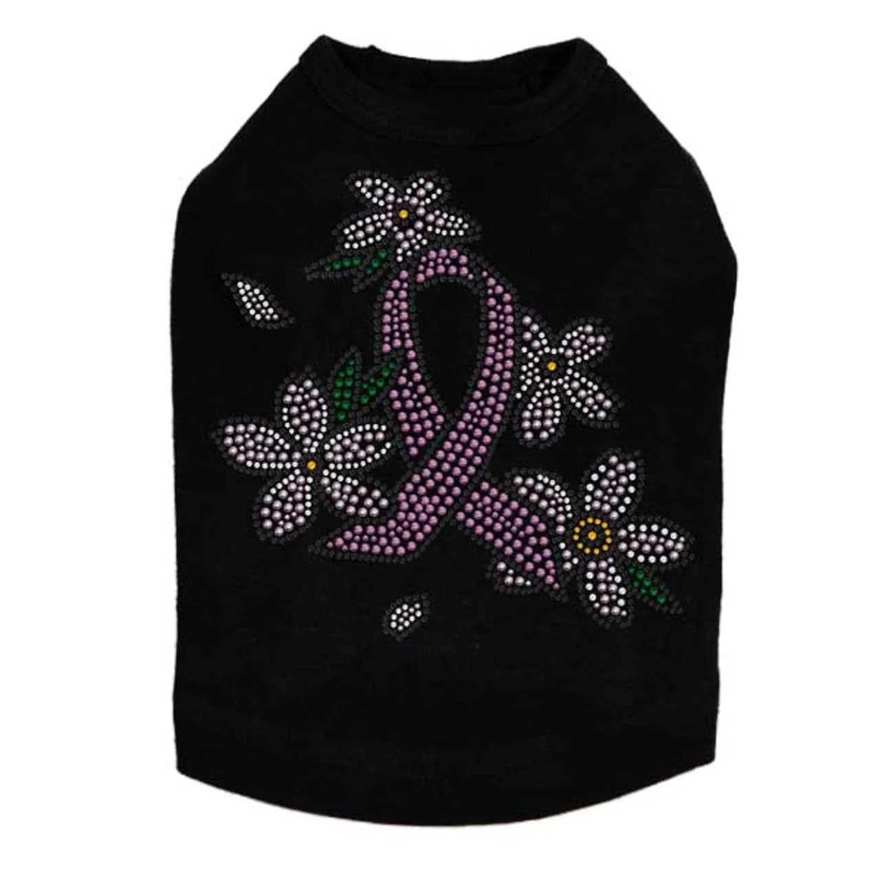 Pink Ribbon with Flowers - Dog Tank - Image 9