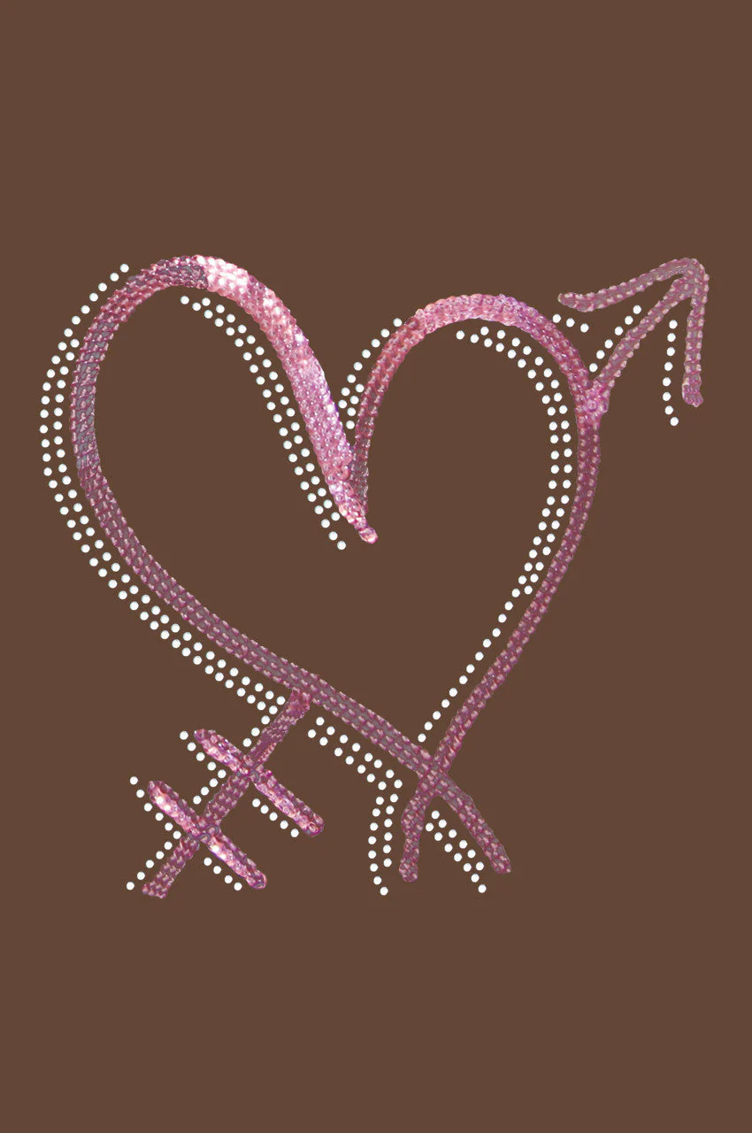 Pink Sequin Heart with Arrow Bandanna - Image 3