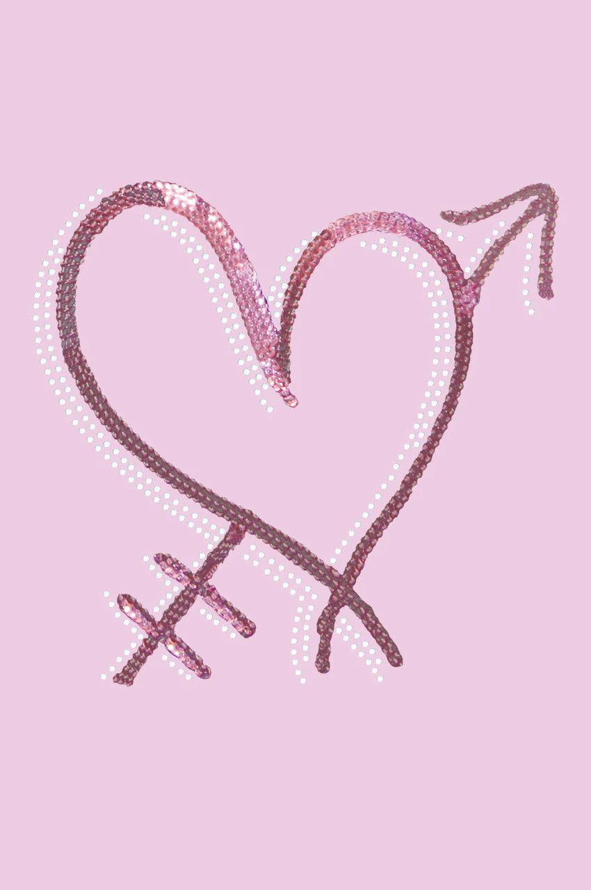 Pink Sequin Heart with Arrow Bandanna - Image 6
