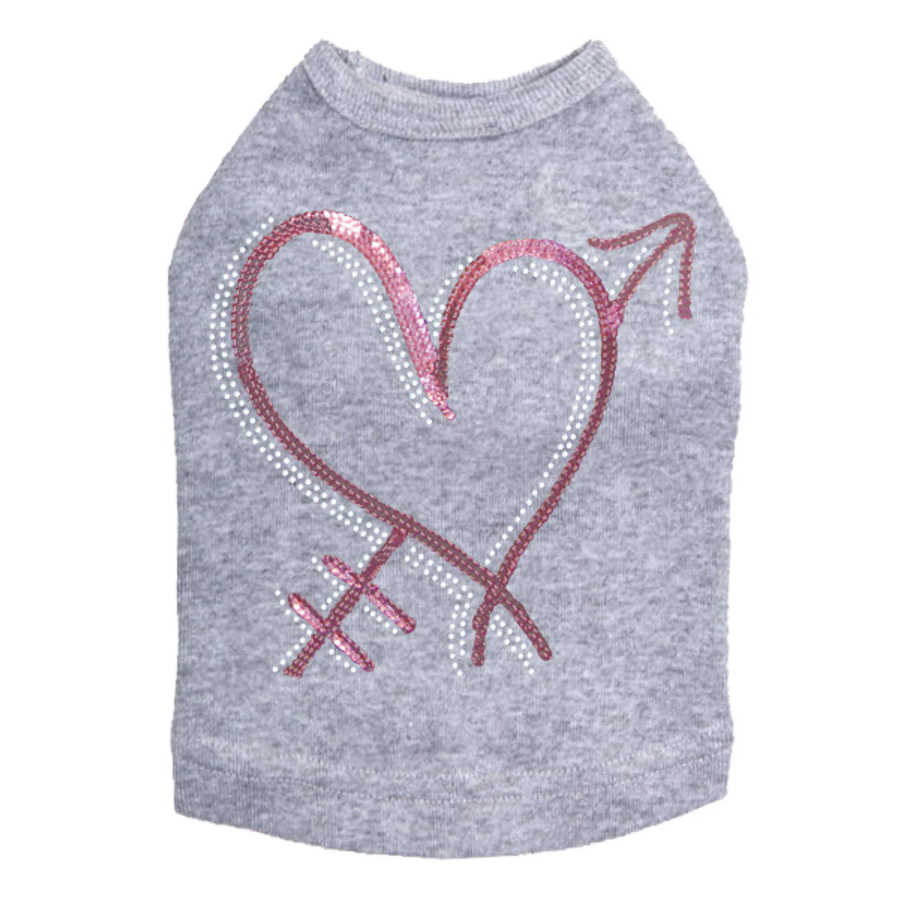 Pink Sequin Heart with Arrow - Dog Tank - Image 11